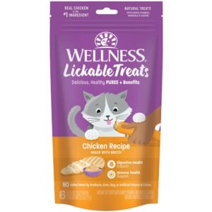Wellness Chicken Recipe w/ Bone Broth Lickable Cat Treats, 6-Pack