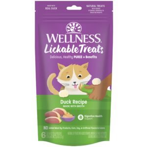 Wellness Duck Recipe w/ Bone Broth Lickable Cat Treats, 6-Pack