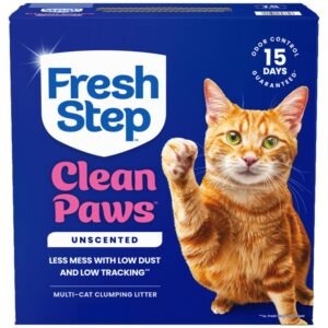 Fresh Step Clean Paws Unscented w/ Low Dust & Low Tracking Multi-Cat Clumping Cat Litter
