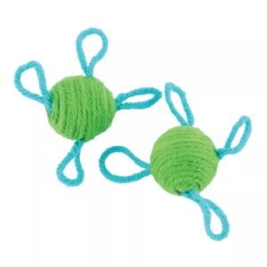 Turbo Green Wool Balls Batting Cat Toys, 2-Pack