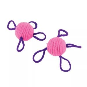 Turbo Pink Wool Balls Batting Cat Toys, 2-Pack